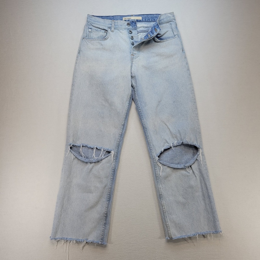 GRLFRND Jeans Womens 25 Blue Bella Low Rise Boyfriend Ripped Button Fly Denim